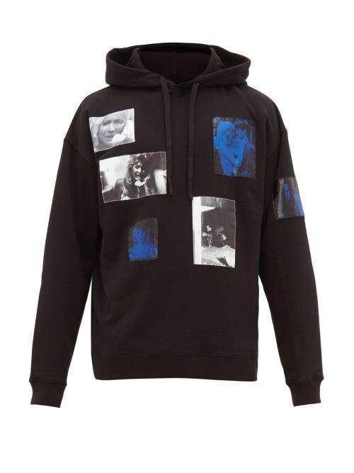 Matchesfashion.com Raf Simons - Picture Print Cotton Jersey Hooded Sweatshirt - Mens - Black