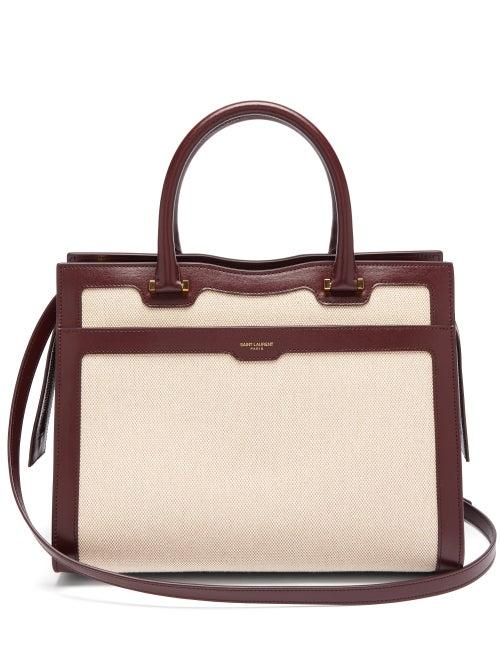 Matchesfashion.com Saint Laurent - Uptown Medium Canvas And Leather Bag - Womens - Beige Multi