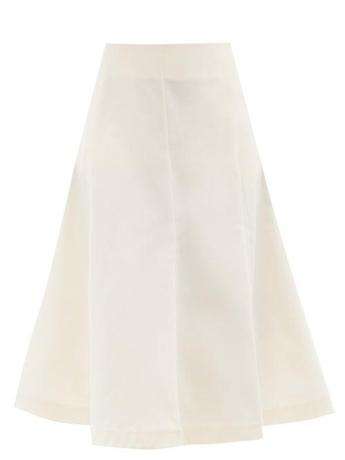 Jil Sander - Hi-rise A-line Cotton-gabardine Skirt - Womens - Ivory