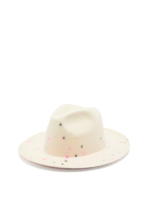 Matchesfashion.com Reinhard Plank Hats - Bonica Flecked Wool Felt Fedora - Womens - White Multi