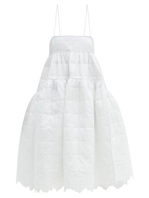 Cecilie Bahnsen - Bennette Floral-quilted Cotton Midi Dress - Womens - White