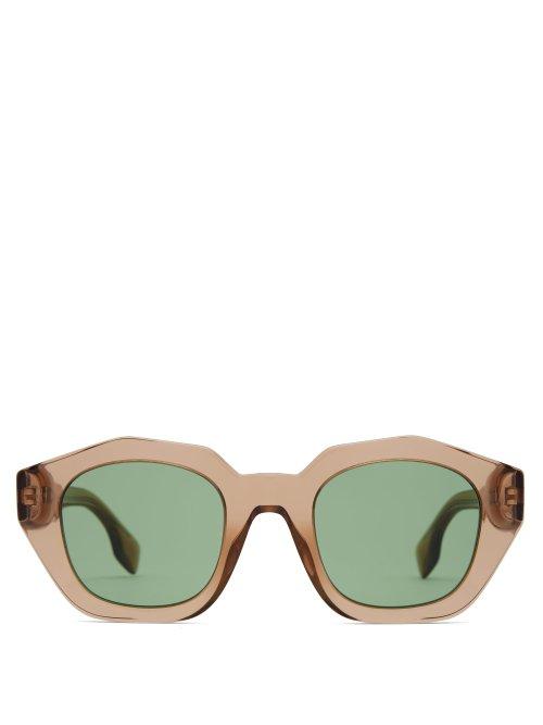 Matchesfashion.com Burberry - Angular Oval Acetate Sunglasses - Womens - Brown