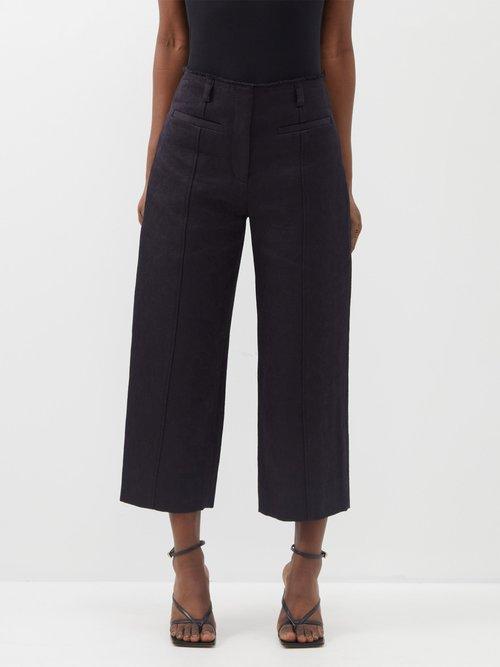 Proenza Schouler - Cropped Floral-jacquard Cotton-blend Trousers - Womens - Black