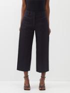 Proenza Schouler - Cropped Floral-jacquard Cotton-blend Trousers - Womens - Black