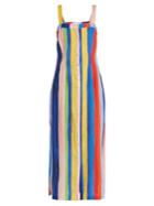 Mara Hoffman Rainbow Watercolour Stripe-print Midi Linen Dress