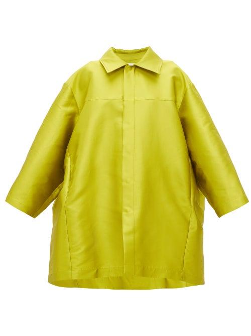 Matchesfashion.com Marques'almeida - Pleated Faille Cocoon Coat - Womens - Green