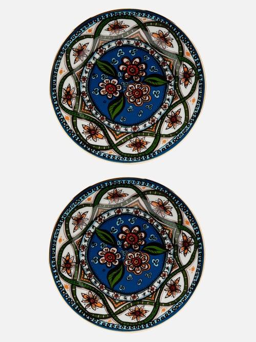 La Doublej - X Ladure Set Of Two 18kt-gilded Dessert Plates - Womens - Blue Multi