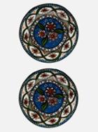 La Doublej - X Ladure Set Of Two 18kt-gilded Dessert Plates - Womens - Blue Multi