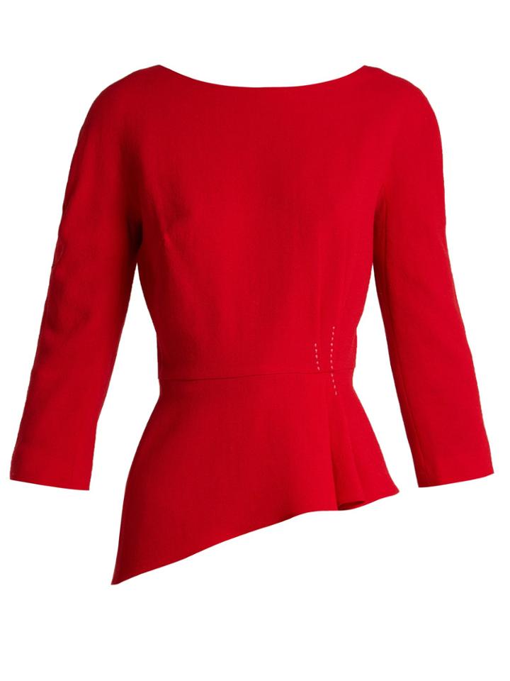 Lanvin Asymmetric Peplum Wool-crepe Top