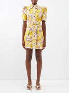 Zimmermann - High Tide Ric-rac Trimmed Linen Dress - Womens - Yellow Print