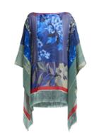 Matchesfashion.com Etro - Printed Silk Crepe Poncho - Womens - Blue