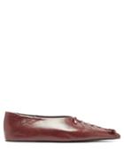 Matchesfashion.com Jil Sander - Point-toe Leather Flats - Womens - Burgundy