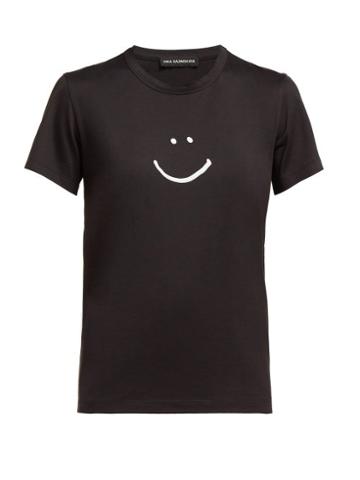 Matchesfashion.com Vika Gazinskaya - Smiley Face Print Cotton Jersey T Shirt - Womens - Black White