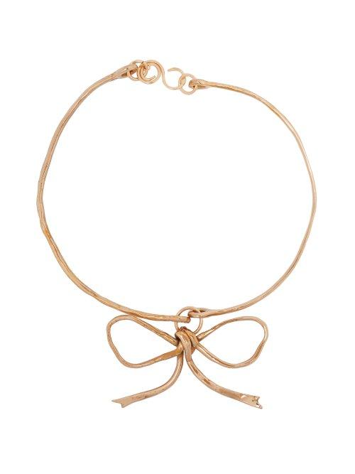 Matchesfashion.com Sonia Boyajian - Audrey Bow Tie Bronze Necklace - Womens - Gold