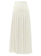 Matchesfashion.com Giambattista Valli - Pleated Silk Crepe De Chine Midi Skirt - Womens - Ivory