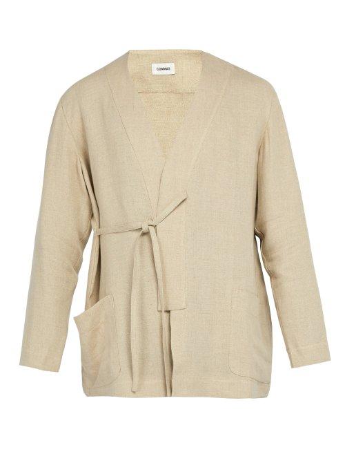 Matchesfashion.com Commas - Tie Side Linen Robe Shirt - Mens - Beige