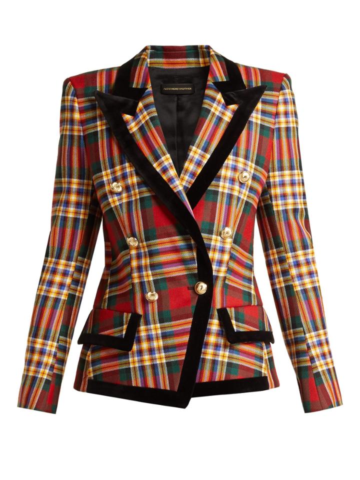Alexandre Vauthier Double-breasted Tartan Wool Blazer