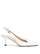 Matchesfashion.com Prada - Buttoned Slingback Leather Pumps - Womens - White