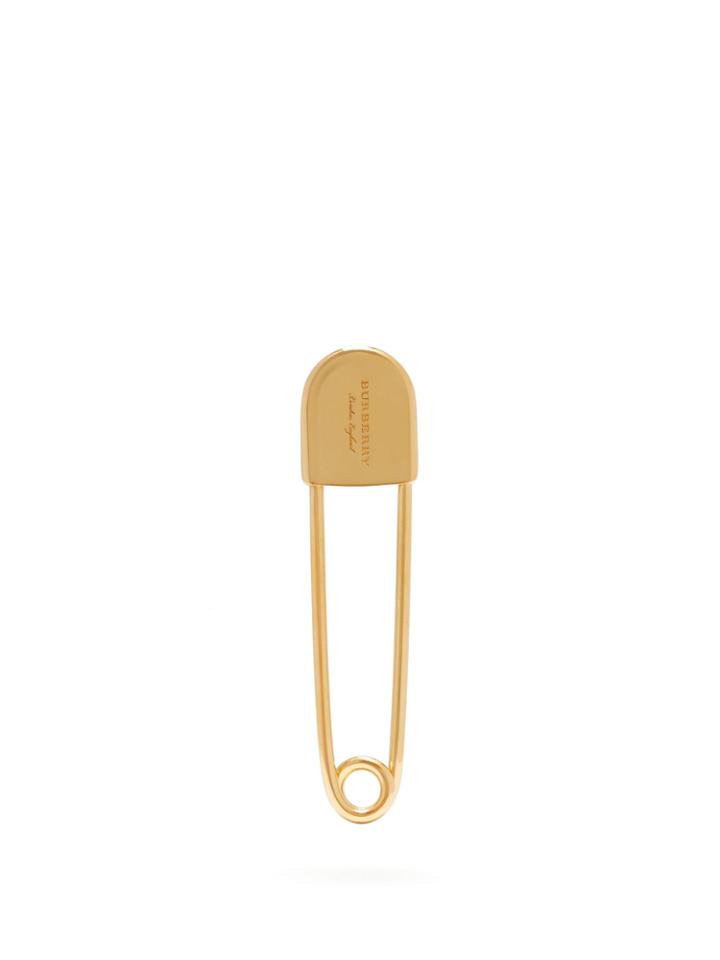Burberry Logo-engraved Safety-pin Brooch