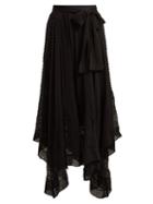 Matchesfashion.com Zimmermann - Unbridled Silk Georgette Handkerchief Hem Skirt - Womens - Black
