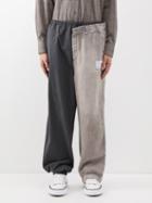 Mihara Yasuhiro - Two-tone Linen And Shell-panelled Trousers - Mens - Grey Multi