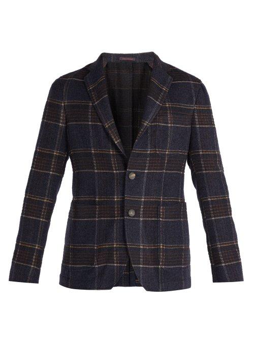 Matchesfashion.com The Gigi - Angie Single Breasted Checked Tweed Blazer - Mens - Navy
