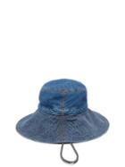Matchesfashion.com Ganni - Drawcord Cotton-blend Denim Bucket Hat - Womens - Blue