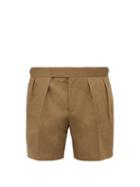 Matchesfashion.com Neil Barrett - Pleated Cotton Blend Shorts - Mens - Khaki