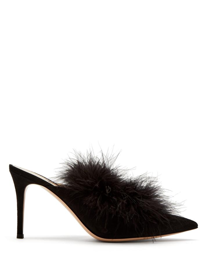 Gianvito Rossi Maribou 85 Suede Mules