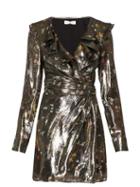 Matchesfashion.com Altuzarra - Lennox Floral Print Silk Blend Lam Mini Dress - Womens - Gold Multi