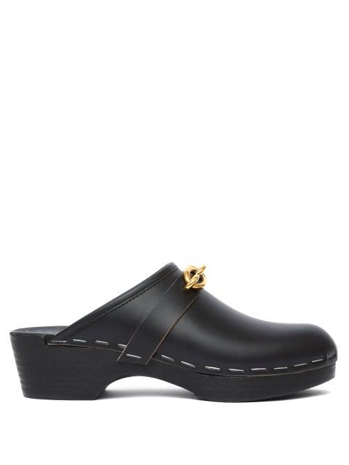 Saint Laurent - Le Maillon Chain-embellished Leather Clogs - Womens - Black