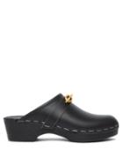 Saint Laurent - Le Maillon Chain-embellished Leather Clogs - Womens - Black