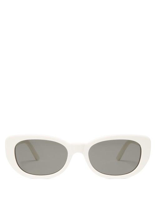 Matchesfashion.com Saint Laurent - Betty Oval Acetate Sunglasses - Womens - Ivory