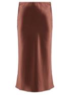 Matchesfashion.com Joseph - Frances Satin Midi Skirt - Womens - Brown