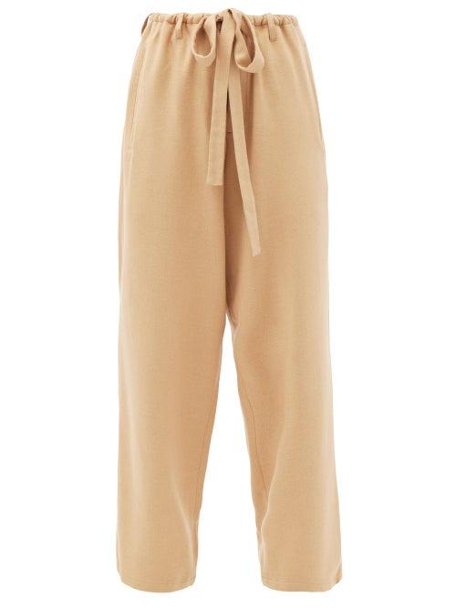 Matchesfashion.com Umit Benan B+ - Drawstring Silk And Cotton-blend Drill Trousers - Womens - Beige