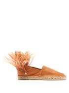 Matchesfashion.com Valentino - Feather Strap Leather Espadrilles - Womens - Tan