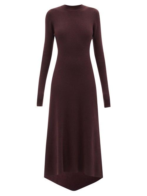 Raey - Recycled-cashmere Blend Ribbed Fishtail Dress - Womens - Burgundy