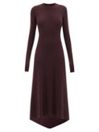 Raey - Recycled-cashmere Blend Ribbed Fishtail Dress - Womens - Burgundy