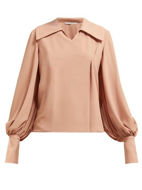 Matchesfashion.com Emilia Wickstead - Raffi Crepe Blouse - Womens - Light Brown