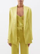 Galvan - Julianne Satin Blazer - Womens - Chartreuse