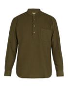 Matchesfashion.com De Bonne Facture - Grandad Collar Cotton Flannel Shirt - Mens - Green