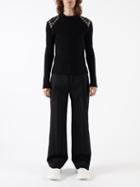 Alexander Mcqueen - Eyelet-embellished Leather-trimmed Sweater - Mens - Black