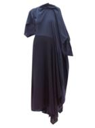 Matchesfashion.com Roland Mouret - Calhern Asymmetric Draped Silk And Wool Dress - Womens - Navy