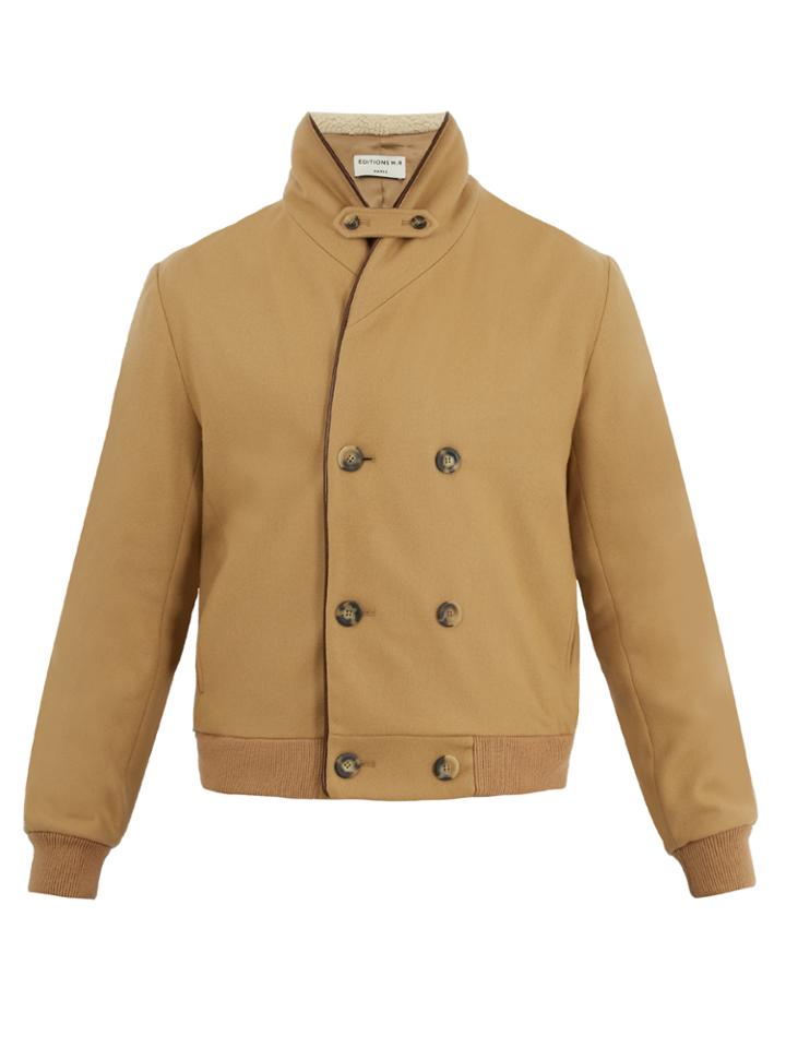 Éditions M.r Double-breasted Faux-shearling Wool-blend Jacket