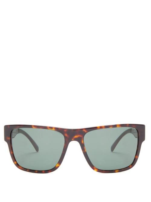 Matchesfashion.com Versace - Flat-top Tortoiseshell D-frame Acetate Sunglasses - Mens - Tortoiseshell