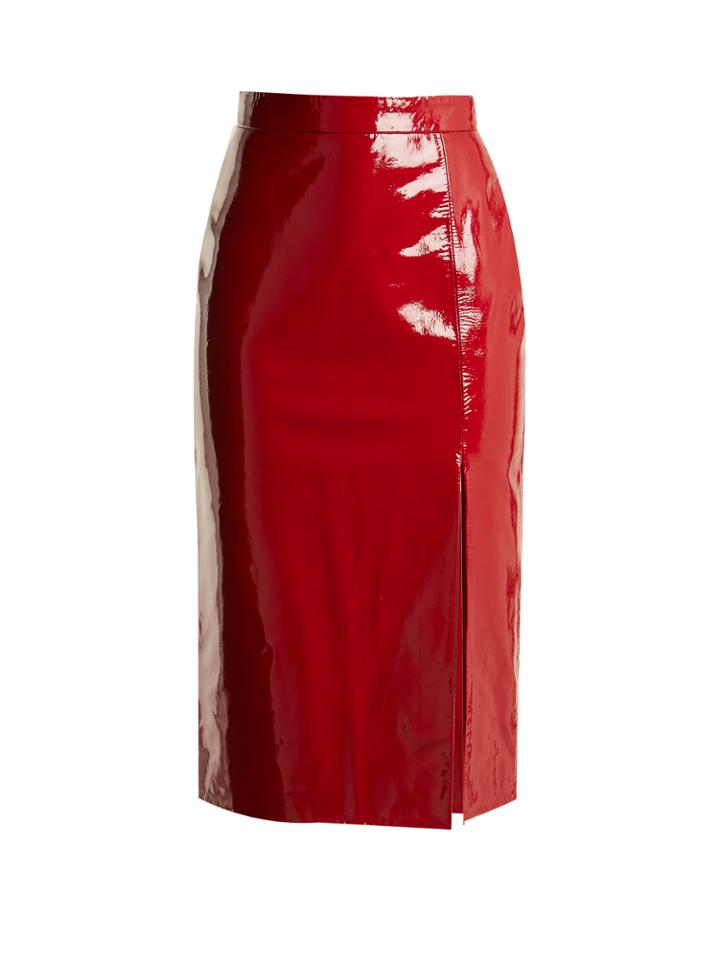 Saloni Kirsten High-rise Patent-leather Pencil Skirt