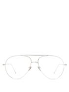 Matchesfashion.com Linda Farrow - Aviator Frame Metal Glasses - Womens - White Gold