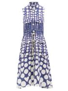 Ladies Rtw Charles Jeffrey Loverboy - Graphic Polka-dot Sleeveless Linen Shirt Dress - Womens - Blue White