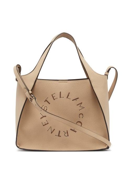 Matchesfashion.com Stella Mccartney - Stella Perforated-logo Faux-leather Tote Bag - Womens - Brown Multi