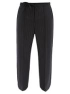 Matchesfashion.com Maison Margiela - Drawstring-waist Pinstriped Wool-flannel Trousers - Mens - Black